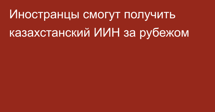 Иностранцы смогут получить казахстанский ИИН за рубежом