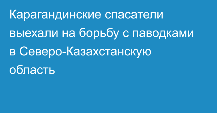 Карагандинские спасатели выехали на борьбу с паводками в Северо-Казахстанскую область