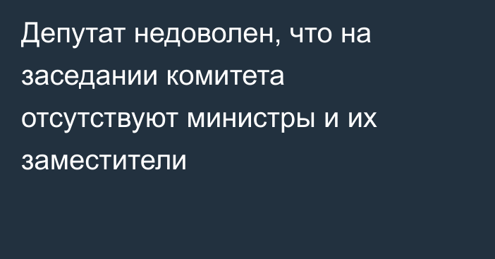 Депутат недоволен, что на заседании комитета отсутствуют министры и их заместители