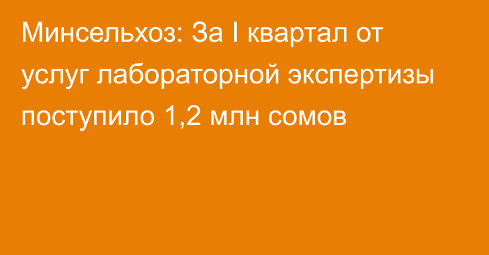 Минсельхоз: За I квартал от услуг лабораторной экспертизы поступило 1,2 млн сомов