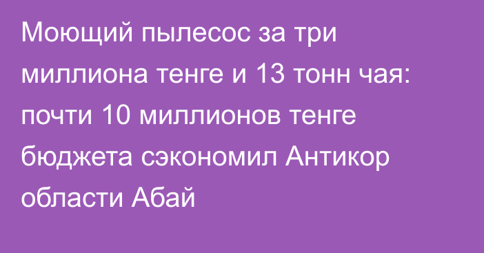 Моющий пылесос за три миллиона тенге и 13 тонн чая: почти 10 миллионов тенге бюджета сэкономил Антикор области Абай