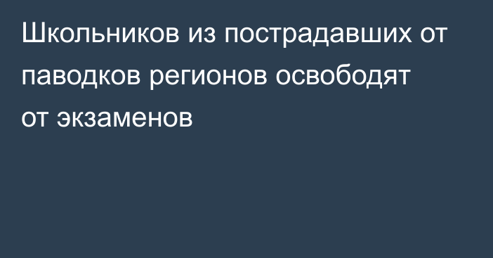 Школьников из пострадавших от паводков регионов освободят от экзаменов