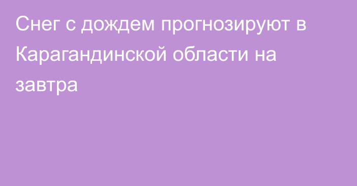 Снег с дождем прогнозируют в Карагандинской области на завтра