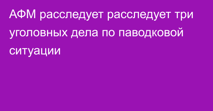 АФМ расследует расследует три уголовных дела по паводковой ситуации