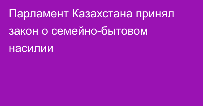 Парламент Казахстана принял закон о семейно-бытовом насилии