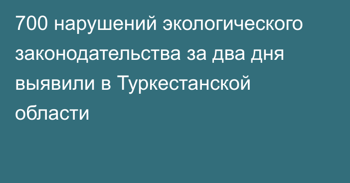 700 нарушений экологического законодательства за два дня выявили в Туркестанской области