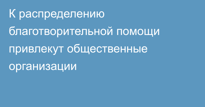 К распределению благотворительной помощи привлекут общественные организации