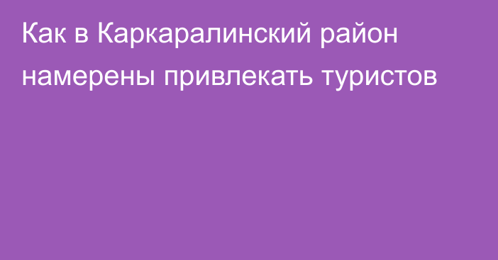 Как в Каркаралинский район намерены привлекать туристов