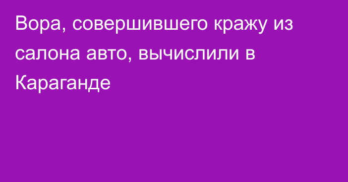 Вора, совершившего кражу из салона авто, вычислили в Караганде