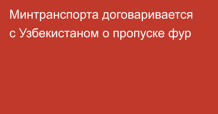 Минтранспорта договаривается с Узбекистаном о пропуске фур