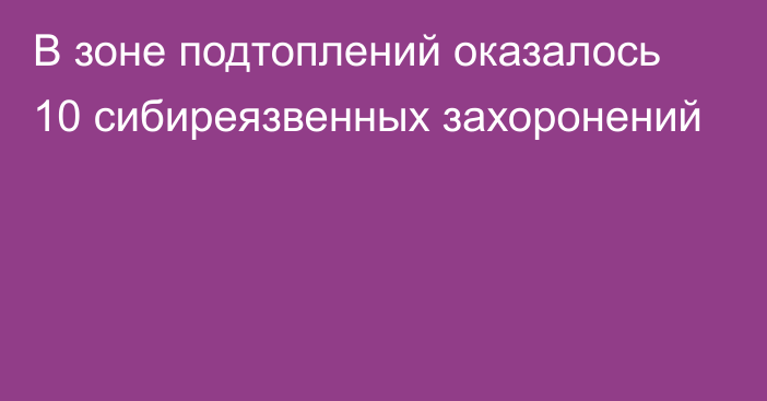 В зоне подтоплений оказалось 10 сибиреязвенных захоронений