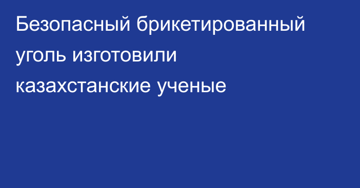 Безопасный брикетированный уголь изготовили казахстанские ученые