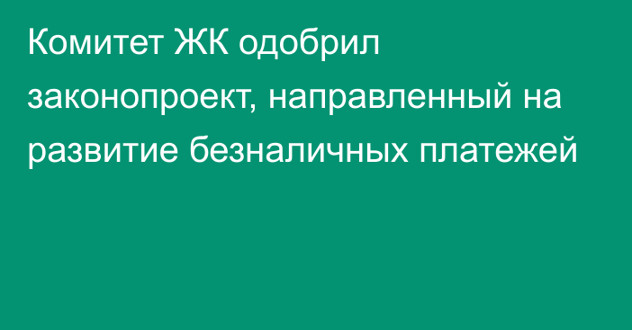 Комитет ЖК одобрил законопроект, направленный на развитие безналичных платежей