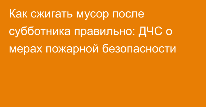 Как сжигать мусор после субботника правильно: ДЧС о мерах пожарной безопасности