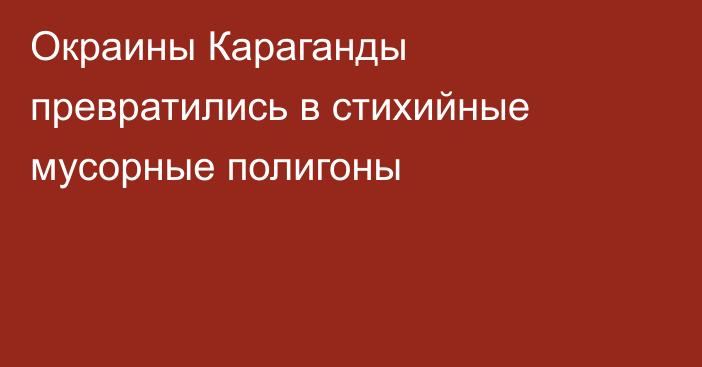 Окраины Караганды превратились в стихийные мусорные полигоны