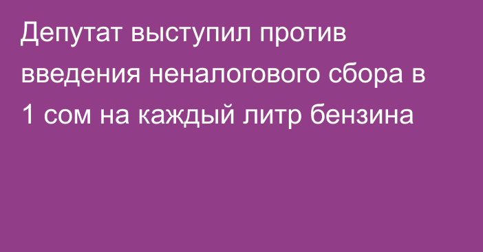 Депутат выступил против введения неналогового сбора в 1 сом на каждый литр бензина