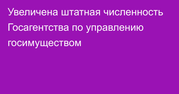 Увеличена штатная численность Госагентства по управлению госимуществом