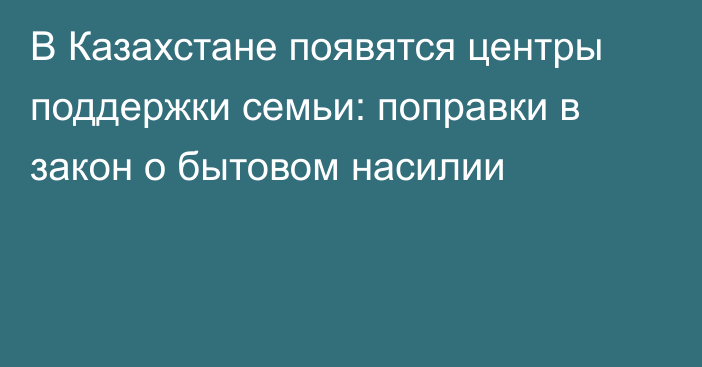 В Казахстане появятся центры поддержки семьи: поправки в закон о бытовом насилии