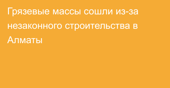 Грязевые массы сошли из-за незаконного строительства в Алматы