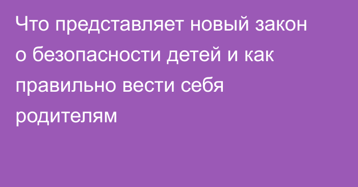 Что представляет новый закон о безопасности детей и как правильно вести себя родителям