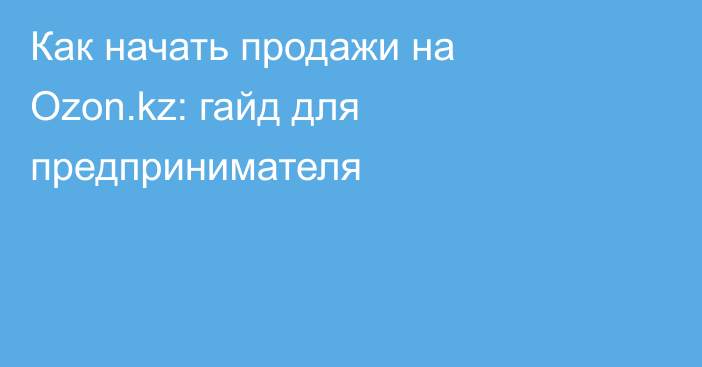 Как начать продажи на Ozon.kz: гайд для предпринимателя