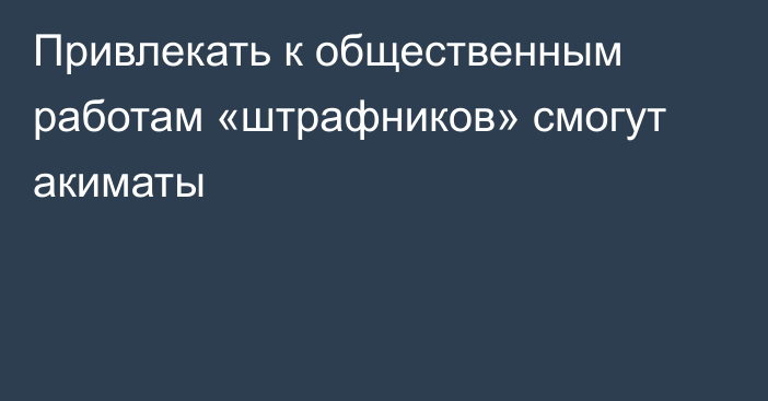 Привлекать к общественным работам «штрафников» смогут акиматы