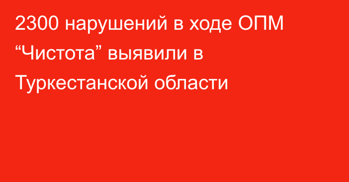 2300 нарушений в ходе ОПМ “Чистота” выявили в Туркестанской области