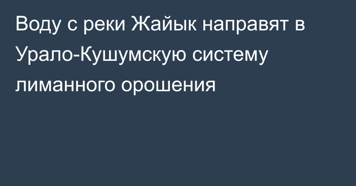 Воду с реки Жайык направят в Урало-Кушумскую систему лиманного орошения