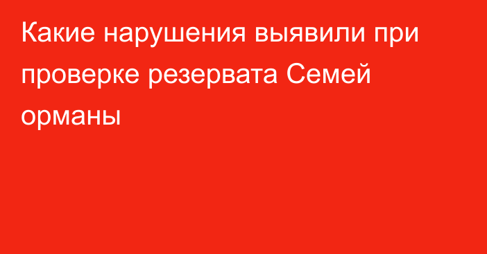 Какие нарушения выявили при проверке резервата Семей орманы