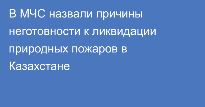 В МЧС назвали причины неготовности к ликвидации природных пожаров в Казахстане