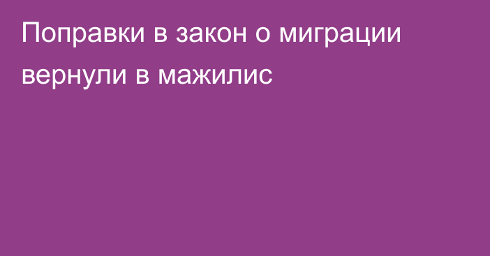 Поправки в закон о миграции вернули в мажилис