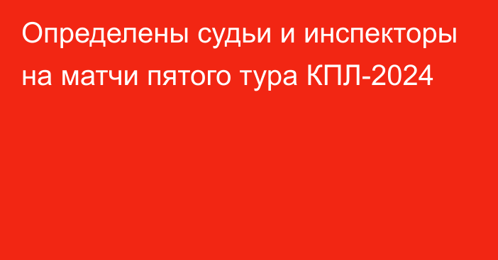 Определены судьи и инспекторы на матчи пятого тура КПЛ-2024