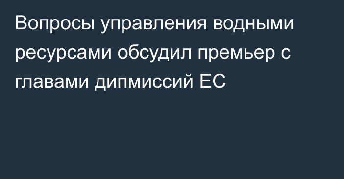 Вопросы управления водными ресурсами обсудил премьер с главами дипмиссий ЕС