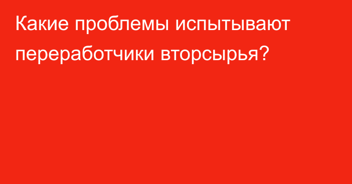 Какие проблемы испытывают переработчики вторсырья?