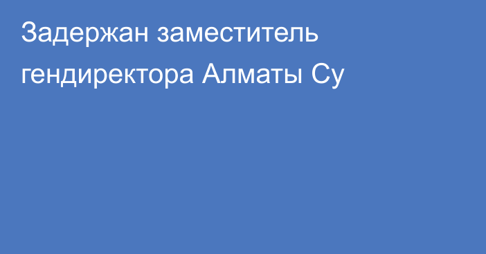 Задержан заместитель гендиректора Алматы Су