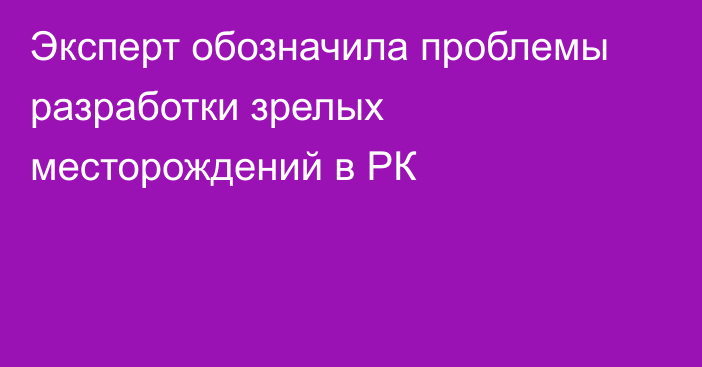 Эксперт обозначила проблемы разработки зрелых месторождений в РК