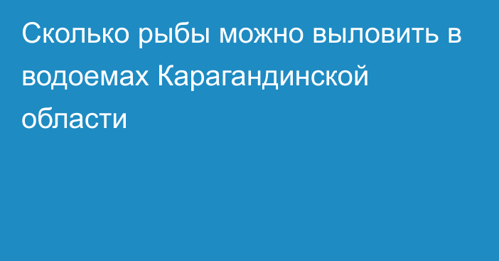 Сколько рыбы можно выловить в водоемах Карагандинской области