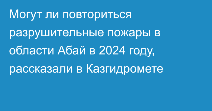 Могут ли повториться разрушительные пожары в области Абай в 2024 году, рассказали в Казгидромете