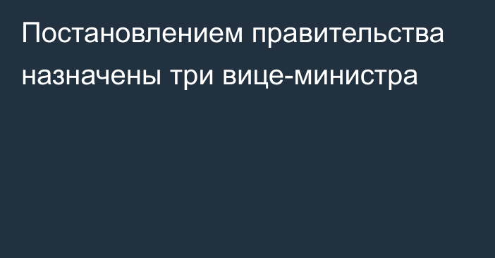 Постановлением правительства назначены три вице-министра