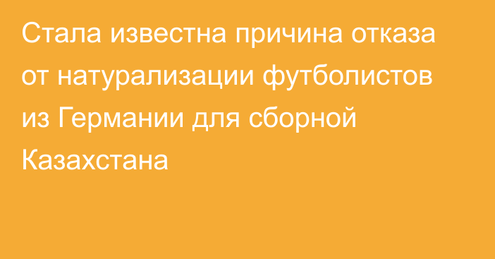 Стала известна причина отказа от натурализации футболистов из Германии для сборной Казахстана