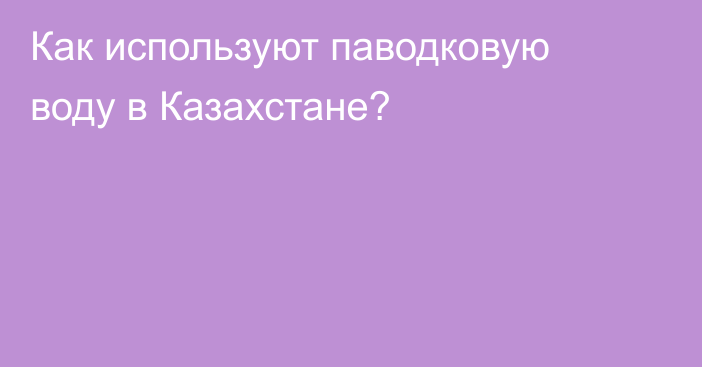 Как используют паводковую воду в Казахстане?