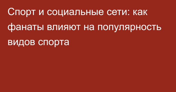 Спорт и социальные сети: как фанаты влияют на популярность видов спорта