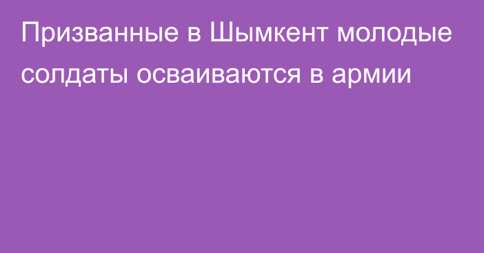 Призванные в Шымкент молодые солдаты осваиваются в армии