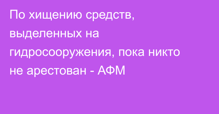 По хищению средств, выделенных на гидросооружения, пока никто не арестован - АФМ