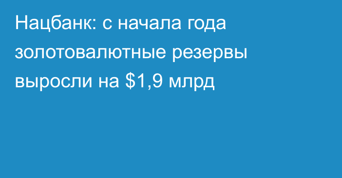 Нацбанк: с начала года золотовалютные резервы выросли на $1,9 млрд