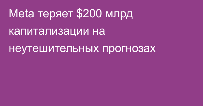 Meta теряет $200 млрд капитализации на неутешительных прогнозах