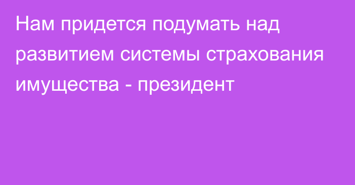 Нам придется подумать над развитием системы страхования имущества - президент