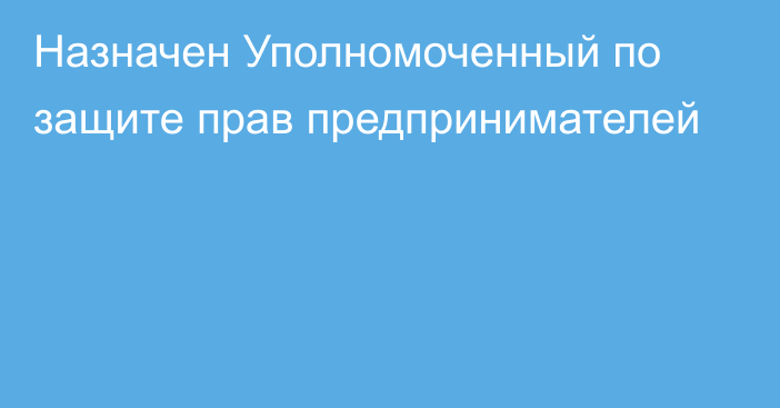 Назначен Уполномоченный по защите прав предпринимателей