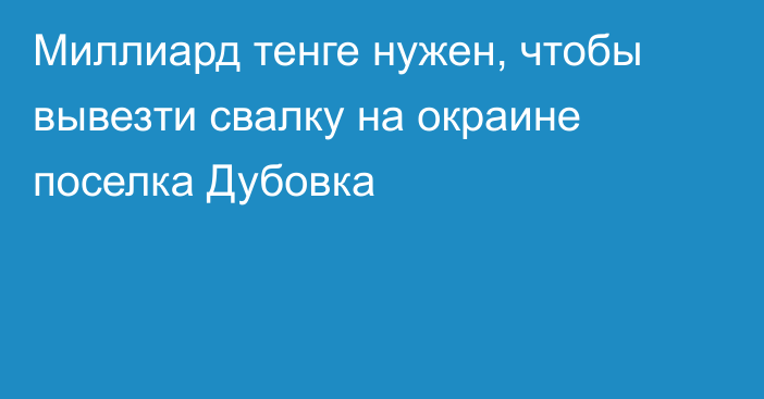 Миллиард тенге нужен, чтобы вывезти свалку на окраине поселка Дубовка