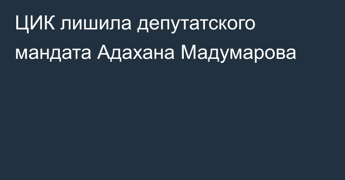 ЦИК лишила депутатского мандата Адахана Мадумарова